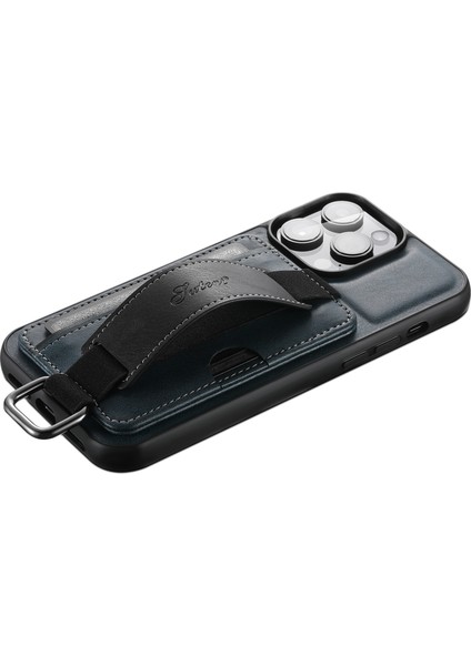 Iphone 13 Pro Telefon Kılıfı Için 6.1 Inç Damla Dayanıklı Kart Bant Döngü Tutucu Kickstand Pu Deri Kaplamalı Tpu Koruyucu-Mavi (Yurt Dışından) modelleri