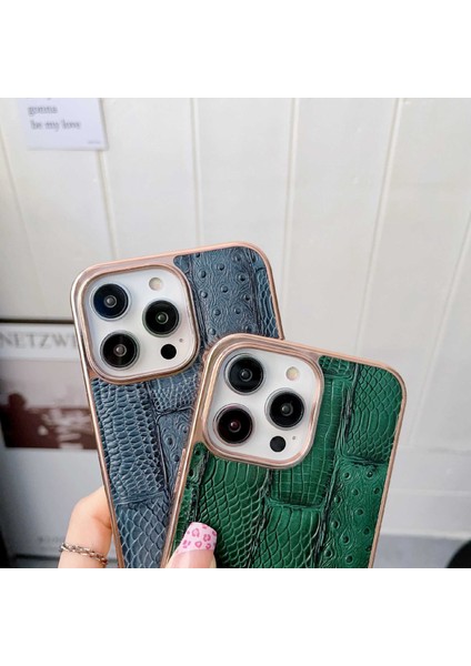 Iphone 13 Pro Max Telefon Kılıfı Orijinal Cowhide Deri+Pc+Tpu Kıçılama 6.7 Inç Nano Elektrapan Mahjong Doku Cep Telefonu Geri Kapak Yeşili (Yurt Dışından) modelleri