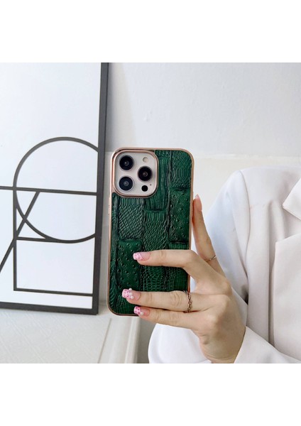 Iphone 13 Pro Max Telefon Kılıfı Orijinal Cowhide Deri+Pc+Tpu Kıçılama 6.7 Inç Nano Elektrapan Mahjong Doku Cep Telefonu Geri Kapak Yeşili (Yurt Dışından) fırsatları