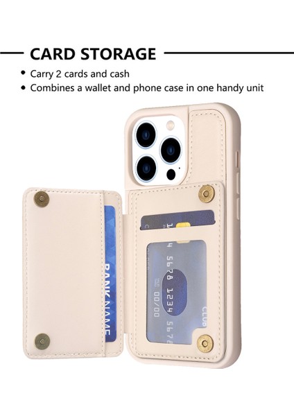 Iphone 13 Pro 6.1 Inç Kart Yuvaları Için Telefon Kasası Deri Kaplı Tpu Kapak Kickstand-Beige (Yurt Dışından) fırsatları