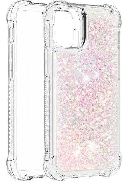 Iphone 13 Pro 6.1 Inç-Silver Pembesi Için Glitter Bling Sıvı Işıltı Moda Akış Çekme ve Tpu Kılıfı (Yurt Dışından) modelleri