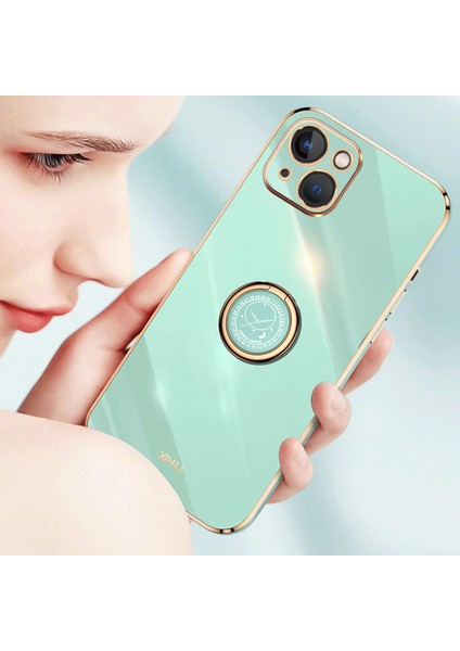 Iphone 13 Mini Telefon Kılıfı Için Halka Kickstand Sırt Kabuğu 5.4 Inç Anti-Damla Elektrapan Altın Kenar Kılıf Yumuşak Tpu Kapak-Beyaz (Yurt Dışından) modelleri