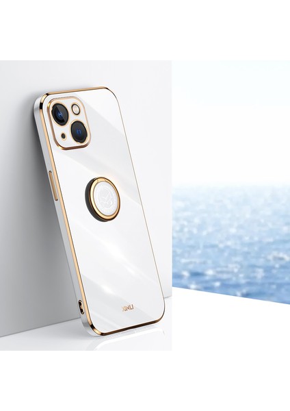 Iphone 13 Mini Telefon Kılıfı Için Halka Kickstand Sırt Kabuğu 5.4 Inç Anti-Damla Elektrapan Altın Kenar Kılıf Yumuşak Tpu Kapak-Beyaz (Yurt Dışından) fırsatları