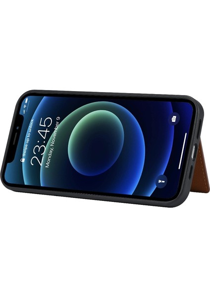 Iphone 13 Pro Telefon Kılıfı Için Birden Çok Kart Yuvası Kickstand Tasarım Pu Deri Kaplamalı Tpu Hibrit 6.1 Inç-Kahverengi (Yurt Dışından) modelleri