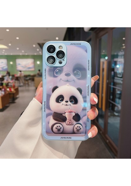 Iphone 13 Pro Max Telefon Kılıfı Süt Tea Panda Desen Baskı Anti-Drop Temperli Cam+Tpu Kasa Telefon Kapak Lens Film Mavisi (Yurt Dışından) fırsatları