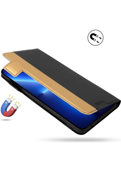 Iphone 13 Pro Max Telefon Kılıfı 6.7 Inç Kontrast Renk Çift Manyetik Toka Pu Deri Standı Kart Tutucu Folio Flip Kapak-Gül Altın (Yurt Dışından) fırsatları