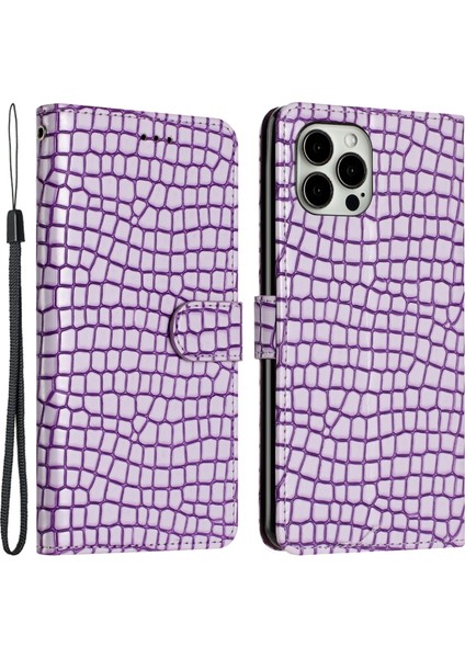 Iphone 13 Pro Max Telefon Kılıfı Için Telefon Cüzdan Kılıfı 6.7 Inç Timsah Doku Flip Shell Pu Deri Stand Kapağı El Strap-Morle ile (Yurt Dışından)