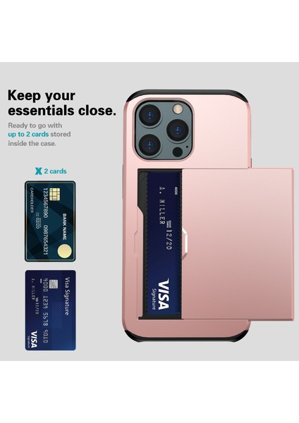 Iphone 13 Pro Telefon Kılıfı Için Iyi Korumalı Scratch-Proof Slayt Kartı Tutucu Pc+Tpu Hibrid Geri 6.1 Inç-Mavi (Yurt Dışından) modelleri