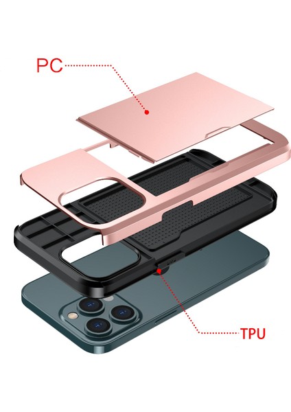 Iphone 13 Pro Telefon Kılıfı Için Iyi Korumalı Scratch-Proof Slayt Kartı Tutucu Pc+Tpu Hibrid Geri 6.1 Inç-Mavi (Yurt Dışından) fırsatları