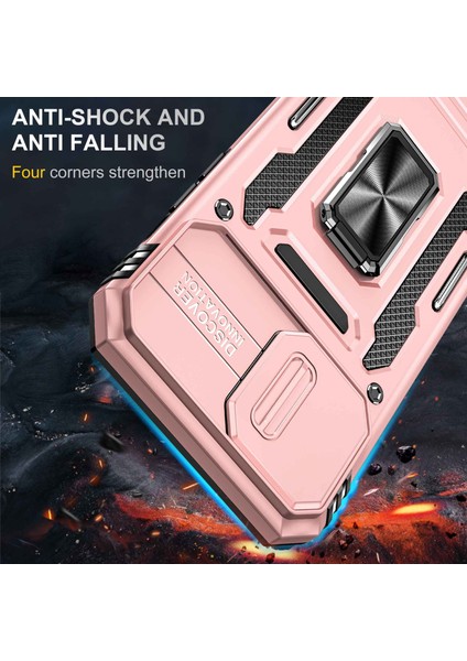 Iphone 13 Pro Telefon Kılıfı 6.1 Inç Slide Faera Cover Fingerprint Önleyici Pc+Tpu Yüzük Kickstand Cep Telefonu Kabuk Golü Altın (Yurt Dışından) fiyatları