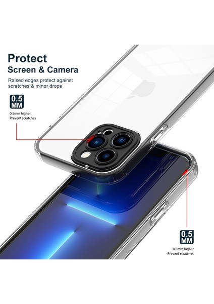 Iphone 13 Pro Telefon Kılıfı 6.1 Inç Şok Geçirmez Clear Cep Telefonu Tpu Kılıfı ile Hava Yastığı Koruması Renkli Çerçeve Anti-Fall-Black (Yurt Dışından) fiyatları