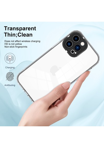 Iphone 13 Pro Telefon Kılıfı 6.1 Inç Şok Geçirmez Clear Cep Telefonu Tpu Kılıfı ile Hava Yastığı Koruması Renkli Çerçeve Anti-Fall-Black (Yurt Dışından) modelleri