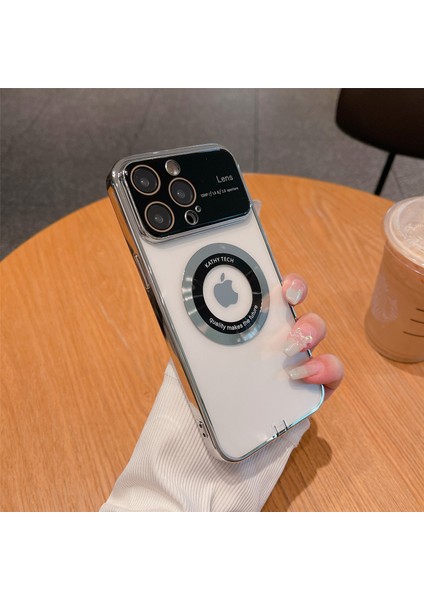 Iphone 13 Pro Max Telefon Kılıfı Manyetik Metal Yüzük Temiz Telefon Kılıfı Temiz Elektrapan Tpu+Cam Telefon Kabuğu Tozlu Tapa Silver (Yurt Dışından)