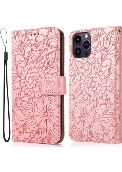 Iphone 13 Pro Max Telefon Kılıfı Pu Deri 6.7 Inç Baskılı Çiçek Desen Standı Cüzdan Şok Geçirmez Cep Telefonu Kapak (Yurt Dışından)