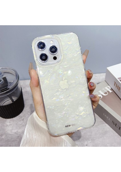 Iphone 13 Pro 6.1 Inç Imd Kabuk Desenli Telefon Kılıfı Tpu+Pc Şok Geçirmez Kapak-Beyaz (Yurt Dışından)