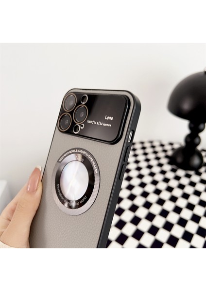 Iphone 13 Pro Max Telefon Kılıfı Için Magsafe Kılıfı 6.7 Inç Litchi Doku Pu Deri Sert Pc Telefon Kapağı Cam Logo View-Sapfire (Yurt Dışından) fiyatları