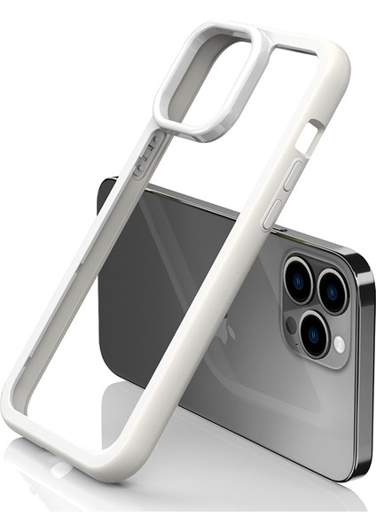 Iphone 13 Pro Max Telefon Kılıfı Şok Geçirmez Temiz Telefon Kılıfı Akrilik Geri+Renkli Frame Çıkarılabilir 2'si 1 Arada Kapak-Beyaz (Yurt Dışından) modelleri
