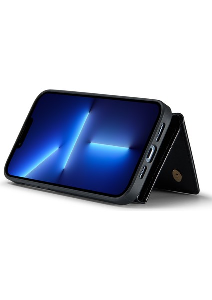 Iphone 13 Pro Telefon Kılıfı Için 6.1 Inç 2'si 1 Arada Kısacası Fermuarlı Cüzdan Manyetik Çizelge Anti-Çizelge Kickstand-Black (Yurt Dışından) modelleri