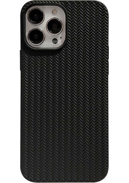 Iphone 13 Pro Max Telefon Kılıfı 6.7 Inç Dokuma Doku Yumuşak Tpu Geri Dikkatli Şok Geçirmez Telefon Kapak Black (Yurt Dışından)