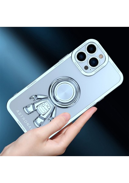Iphone 13 Pro Max Telefon Kılıfı Tpu 6.7 Inç Spaceman Tasarım Elektrapılaşma Kickstand Anti Drop Kapağı Araba Montajı Metal Sac Mavisi (Yurt Dışından) modelleri