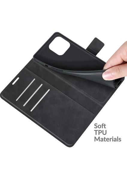 Iphone 13 Pro Telefon Kılıfı Pu Deri 6.1 Inç Tpu+Pu Deri Folyo Flip Cüzdan Stand Manyetik Toka Tasarım-Black (Yurt Dışından) modelleri