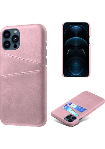 Iphone 13 Pro Telefon Kılıfı Deri Kaplamalı Pc 6.1 Inç Çift Kart Yuvaları Ultra Ince Koruyucu Kabuk Rose Altın (Yurt Dışından)