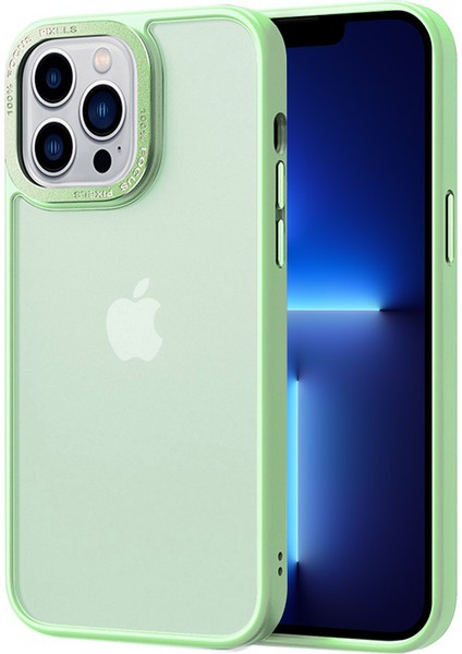 Iphone 13 Pro Telefon Kılıfı Için Cilt-Dokunlu Mat Mat Pc+Tpu Anti-Drop Kılıf Metal Kamera Çerçeve Yeşil (Yurt Dışından)
