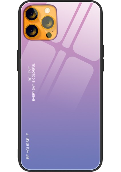 Iphone 13 Pro Telefon Kılıfı Için Ince Işık Gradyanı 9h Sertlik Temperli Cam+Tpu Giyim-Dayanıklı Anti-Drop Hibrit Kılıfı 6.1 Inç-Pembe/mor (Yurt Dışından)