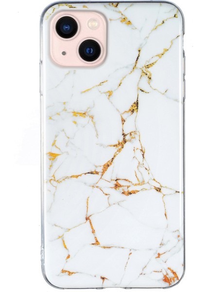 Iphone 13 Mini 5.4 Inç Mermer Desen Imd Ince Telefon Kasası Önleme Önleyici Yumuşak Tpu Arka Kapak-Beyaz (Yurt Dışından)