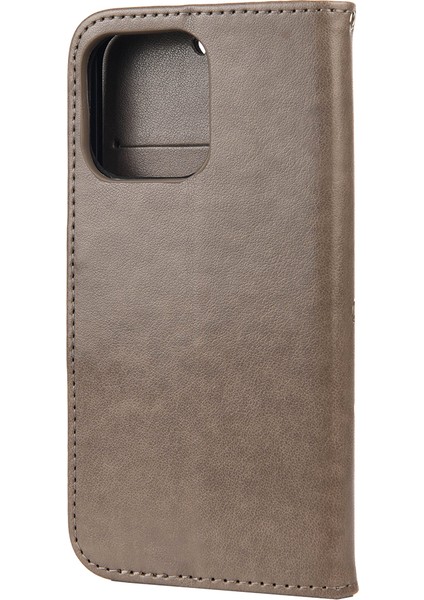 Iphone 13 Pro Telefon Kılıfı Için Çok Yolda Koruyucu Kelebek Çiçek Deri Deri Cüzdan Telefon Stand Kılıfı 6.1 Inç-Grey (Yurt Dışından) modelleri