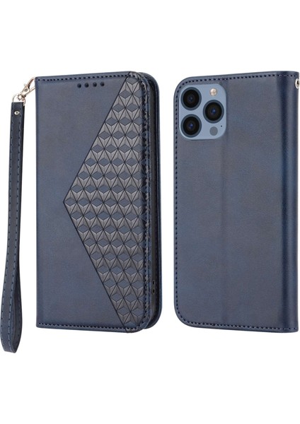 Iphone 13 Pro Telefon Kılıfı Için Baskılı Rhombus Desen Telefon Stand Kapağı 6.1 Inç Buzağı Dokusu (Yurt Dışından)