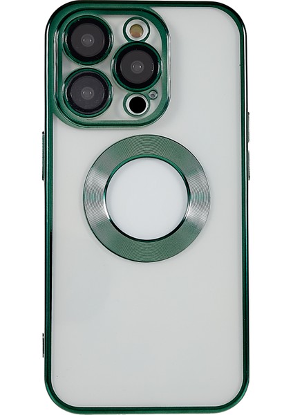 Iphone 13 Pro Max Telefon Kılıfı 6.7 Inç Elektrapan Kenarları Yumuşak Tpu Kasa CD Dokusu Yüzük Logo Doğru Tasarım Dahili Pc Lens Film Yeşili ile Temiz Telefon Kapağı (Yurt Dışından)