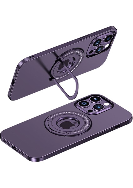 Iphone 13 Pro Max Telefon Kılıfı Için 6.7 Inç Gizli Kickstand Telefon Kılıfı Manyetik Metal Telefon Kapağı Magsafe-Purple ile Uyumlu (Yurt Dışından)