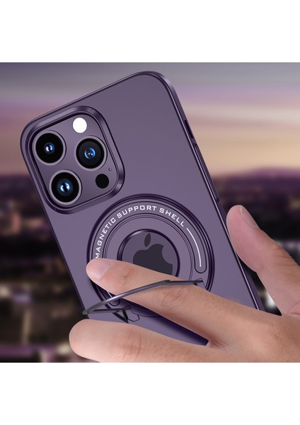 Iphone 13 Pro Max Telefon Kılıfı Için 6.7 Inç Gizli Kickstand Telefon Kılıfı Manyetik Metal Telefon Kapağı Magsafe-Purple ile Uyumlu (Yurt Dışından) modelleri