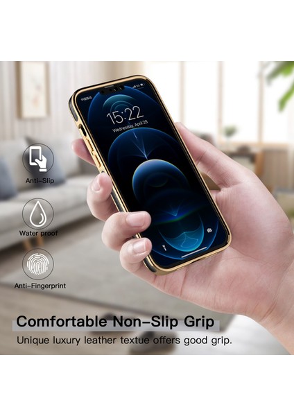 Iphone 13 Pro Telefon Kılıfı 6.1 Inç Pu Deri Kaplamalı Tpu Telefon Kabuğu Kılıfı Iş Elektrografi Anti-Fingerprint Mobil-Black (Yurt Dışından) modelleri
