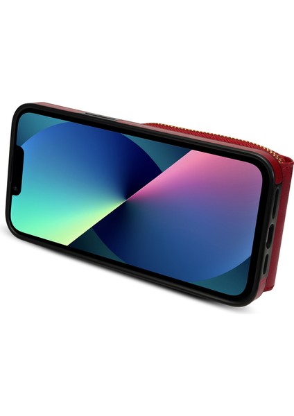 Iphone 13 Mini Telefon Kılıfı 5.4 Inç Crossbody Card Tutucu Pu Deri Kaplamalı Tpu Kickstand Fermuar Kapak-Kırmızı (Yurt Dışından) fırsatları