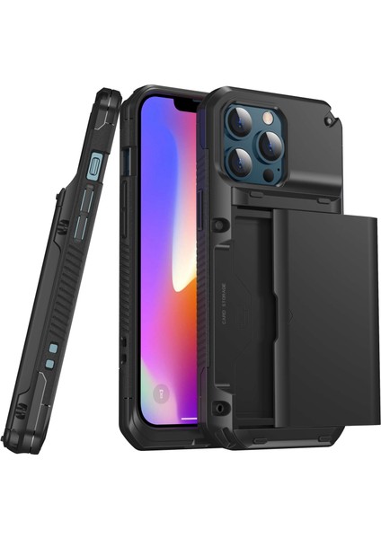 Iphone 13 Pro Max Telefon Kılıfı Için 6.7 Inç Hassas Kesim Tpu+Pc Tarafı Kart Yuvası-Kara ile Kayıt Dışı Tasarım Koruyucu Telefon Kılıfı (Yurt Dışından)