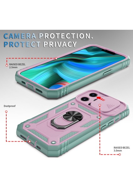 Iphone 13 Pro Max Telefon Kılıfı Için 6.7 Inç Kart Sürgülü Kamera Kapağı Tasarım Pc+Tpu Dahili Kickstand-Pink/yeşil ile Telefon Kılıfı (Yurt Dışından) fırsatları