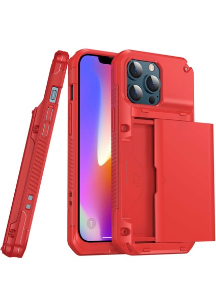 Iphone 13 Pro Max Telefon Kılıfı Için 6.7 Inç Hassas Kesim Tpu+Pc Tarafı Kart Yuvası Kırmızılı Koruyucu Telefon Kılıfı (Yurt Dışından)