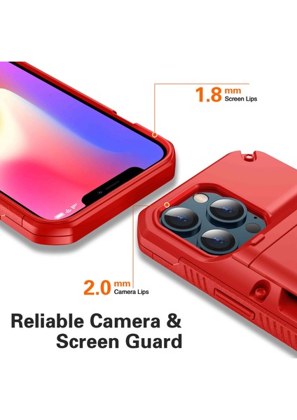Iphone 13 Pro Max Telefon Kılıfı Için 6.7 Inç Hassas Kesim Tpu+Pc Tarafı Kart Yuvası Kırmızılı Koruyucu Telefon Kılıfı (Yurt Dışından) fırsatları