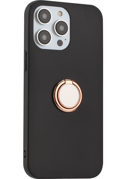 Iphone 13 Pro 6.1 Inç Yumuşak Mat Tpu Kapak Halka Tutucu Kickstand-Rose Altın (Yurt Dışından)