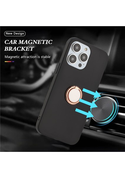 Iphone 13 Pro 6.1 Inç Yumuşak Mat Tpu Kapak Halka Tutucu Kickstand-Rose Altın (Yurt Dışından) modelleri