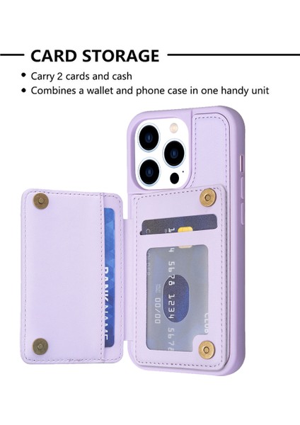 Iphone 13 Pro Max Telefon Kılıfı Deri Kaplamalı Tpu Kapak 6.7 Inç Kart Yuvaları Kickstand Telefon Anti-Çizelge Kılıf Vaka-Doğru (Yurt Dışından)