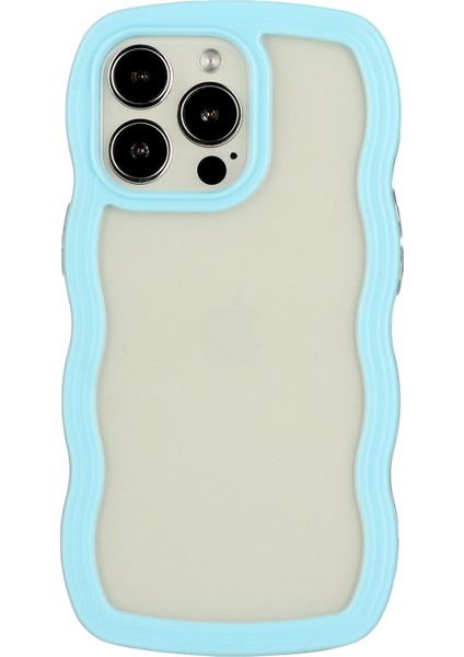 Iphone 13 Pro 6.1 Inç Anti-Fall Wavy Edge Renk Çerçevesi Şeffaf Arka Kapak Pc+Tpu Telefon Kılıf Mavisi (Yurt Dışından)