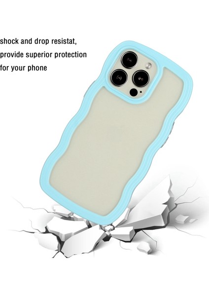 Iphone 13 Pro 6.1 Inç Anti-Fall Wavy Edge Renk Çerçevesi Şeffaf Arka Kapak Pc+Tpu Telefon Kılıf Mavisi (Yurt Dışından) fiyatları