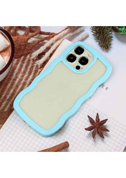Iphone 13 Pro 6.1 Inç Anti-Fall Wavy Edge Renk Çerçevesi Şeffaf Arka Kapak Pc+Tpu Telefon Kılıf Mavisi (Yurt Dışından) modelleri
