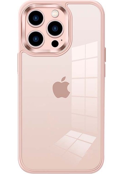 Iphone 13 Pro Telefon Kılıfı Için 6.1 Inç Şeffaf Akrilik+Tpu Hibrit Kılıf Metal Kamera Lens Çerçeve Pembe (Yurt Dışından)