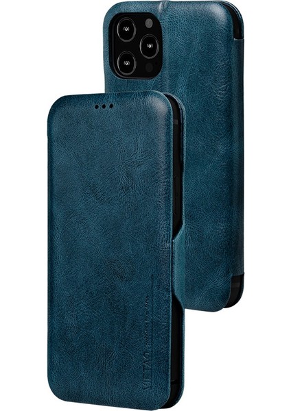 Iphone 13 Pro Max Telefon Kılıfı 6.7 Inç Pu Deri Tpu Tam Koruma Kılıfı Folio Flip Card Slot Telefon Stand Kapak-Mavi (Yurt Dışından)