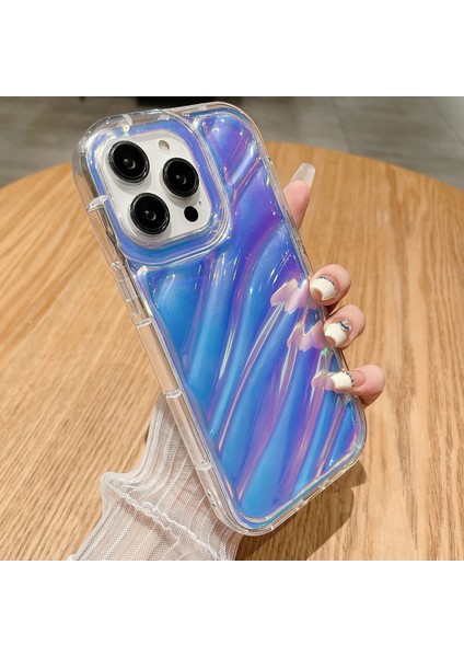 Iphone 13 Pro Tpu Back Cover Slip Anti-Slip Iç Dükmekli Doku Telefon Kılıfı Mavisi (Yurt Dışından)