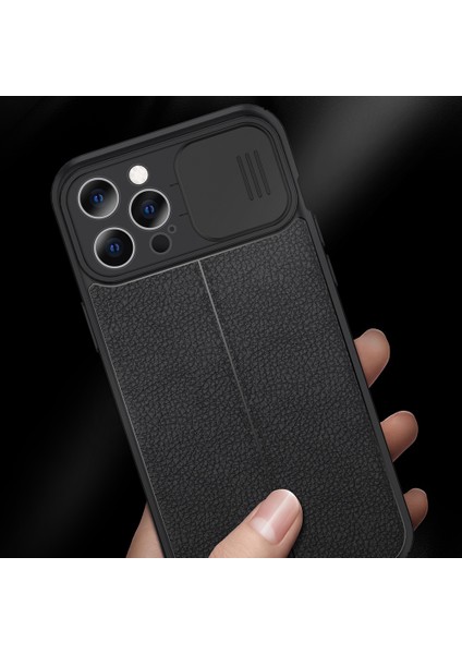 Iphone 13 Pro Max Telefon Kılıfı 6.7 Inç Slayt Kamera Kapağı Litchi Dokusu Fingerprint Önleyici Pc+Tpu Anti-Fall Phone Vaka Yeşili (Yurt Dışından)